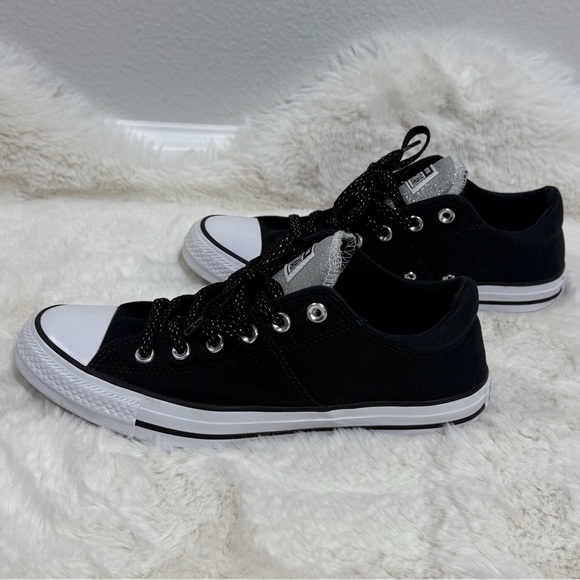 Converse All Star Madison Classic Low Top Shoes Black & Silver Glitter Sneakers - Picture 2 of 10